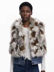 Desigual Denim Fur Vest