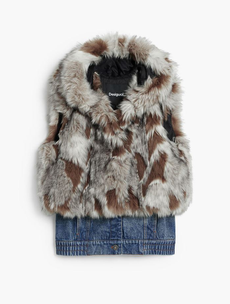 Desigual Denim Fur Vest