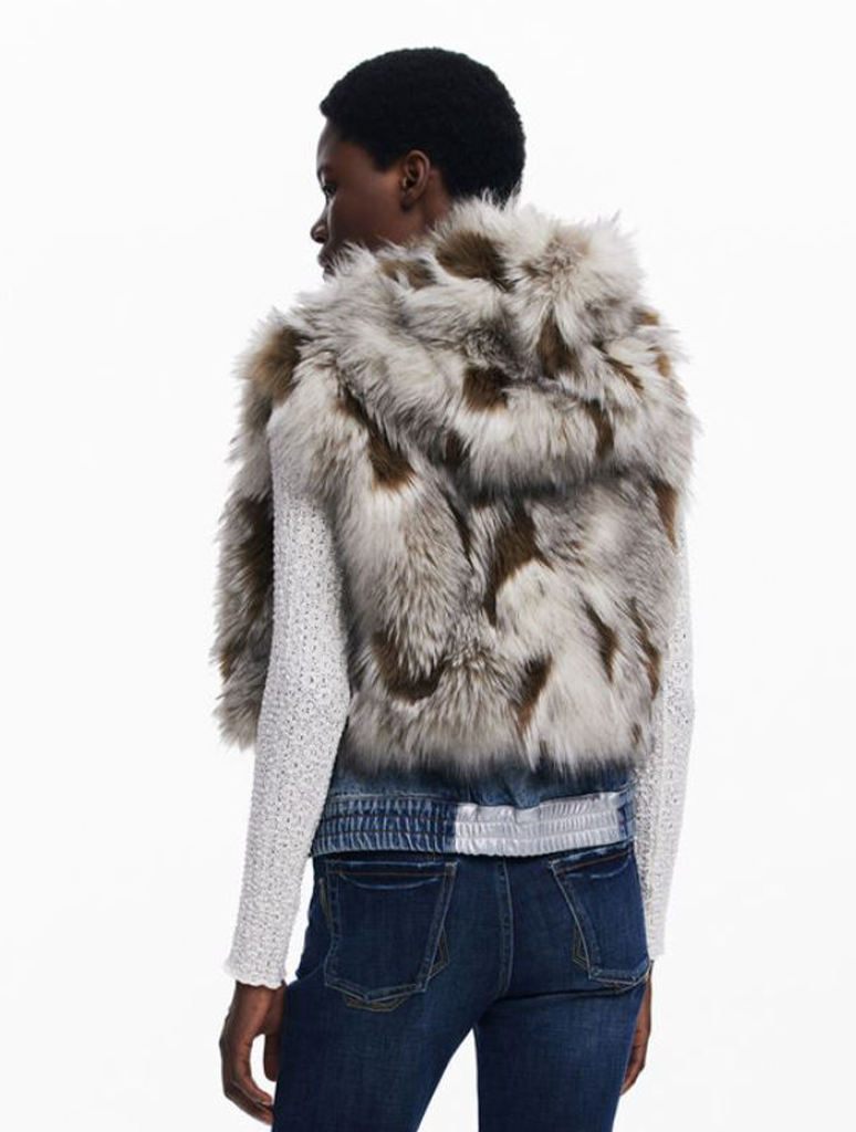 Desigual Denim Fur Vest