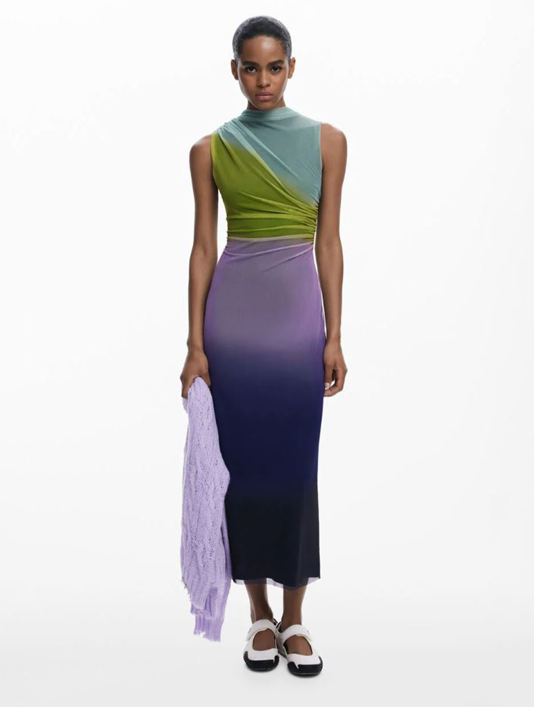 Desigual Gradient Tulle Midi Dress