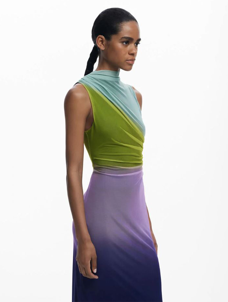 Desigual Gradient Tulle Midi Dress