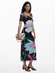 Desigual Watercolor Floral Fitted Dress