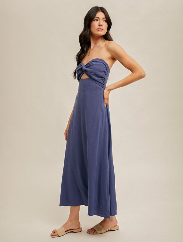 Twist Detailed Tube Fit and Flare Dress