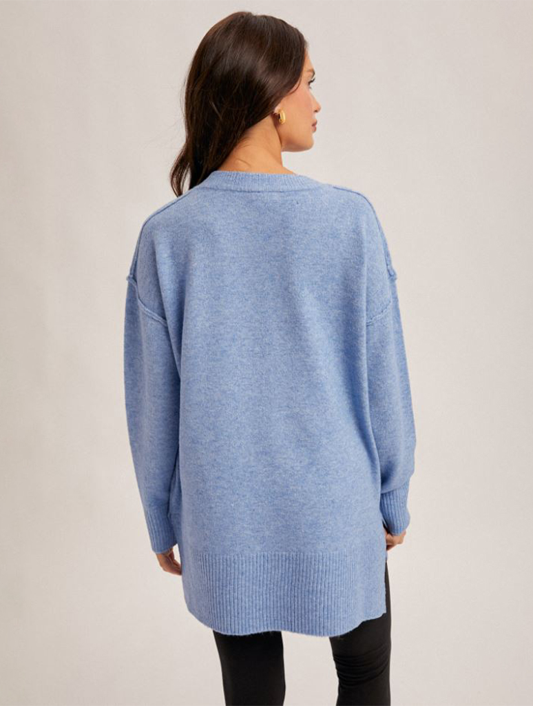 Oversized Slit Hem Tunic Sweater