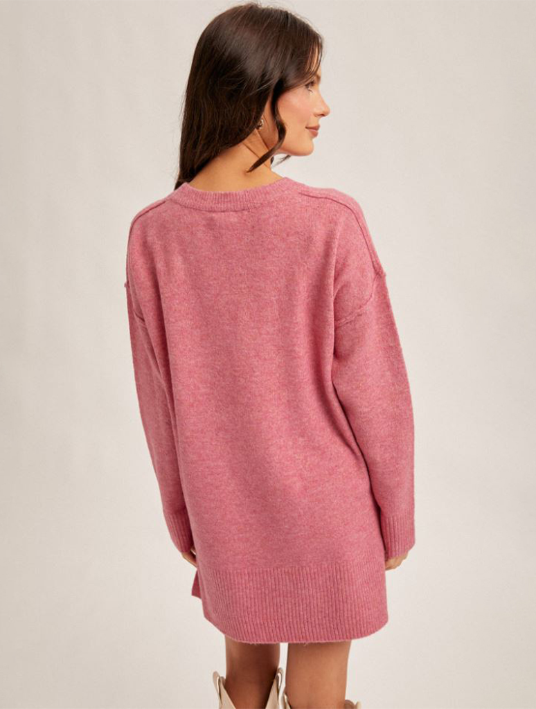 Oversized Slit Hem Tunic Sweater