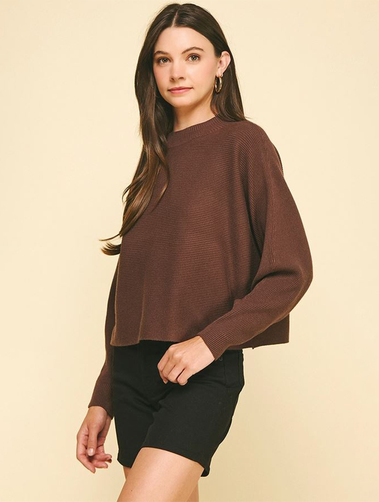 Dolman Sleeve Ribbed Sweater