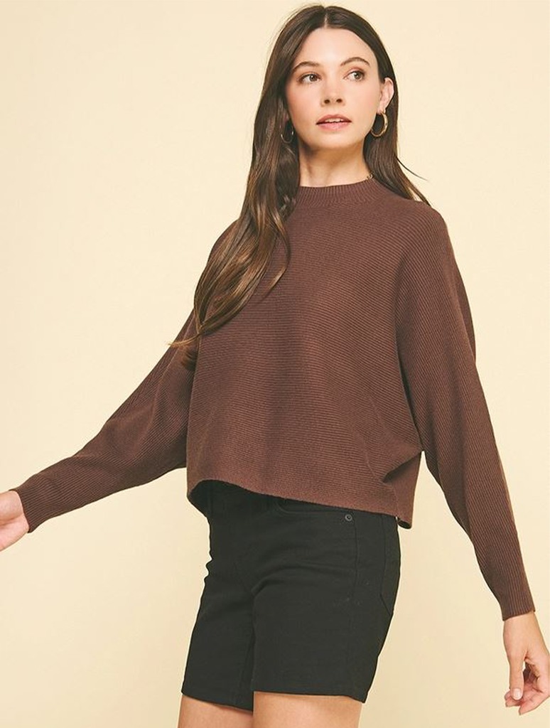 Dolman Sleeve Ribbed Sweater