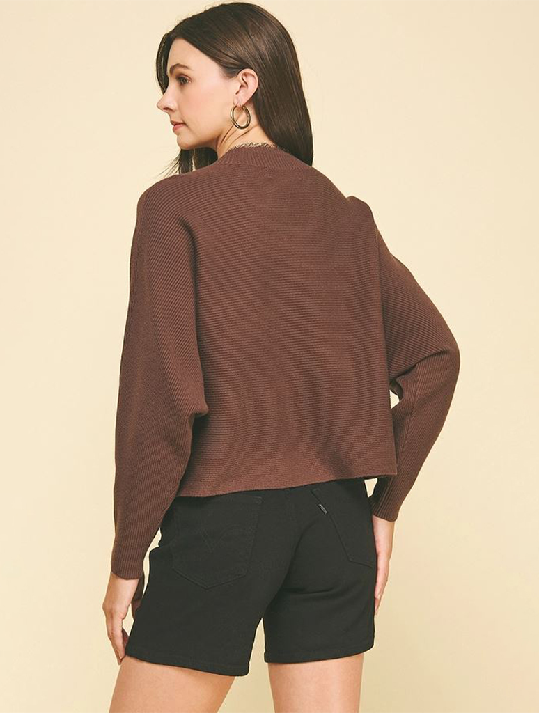 Dolman Sleeve Ribbed Sweater