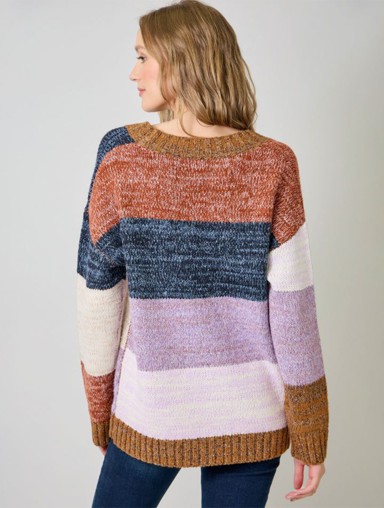 Color Blocked Sweater Cardigan
