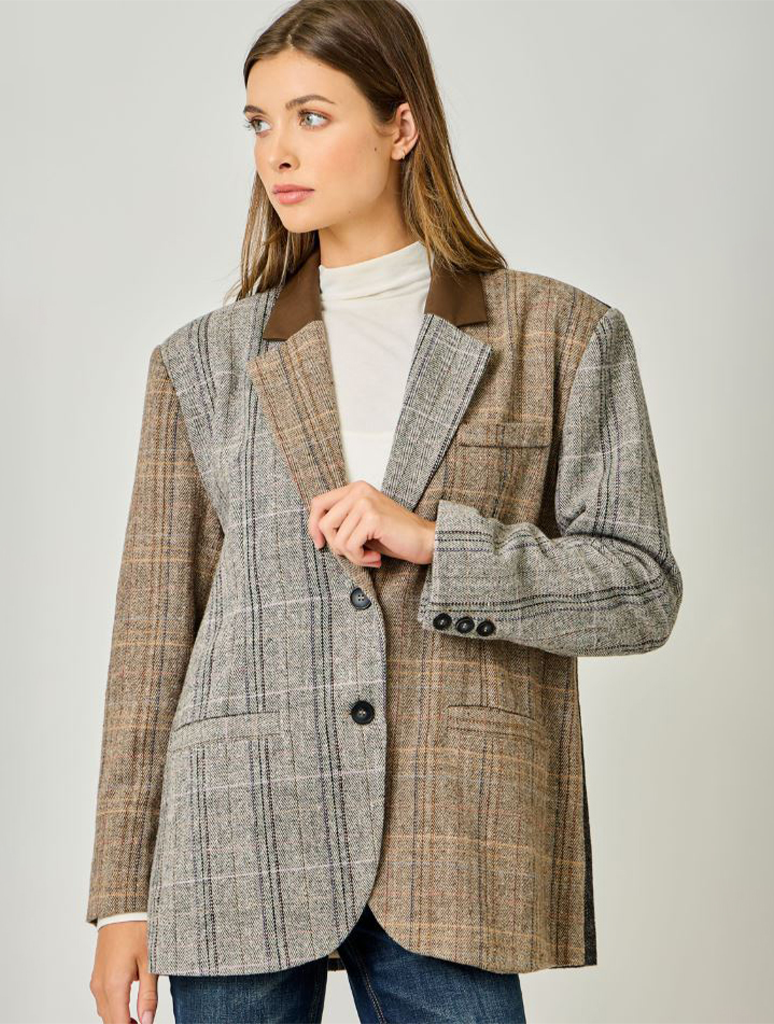 Freckled Herringbone Oversized Jacket