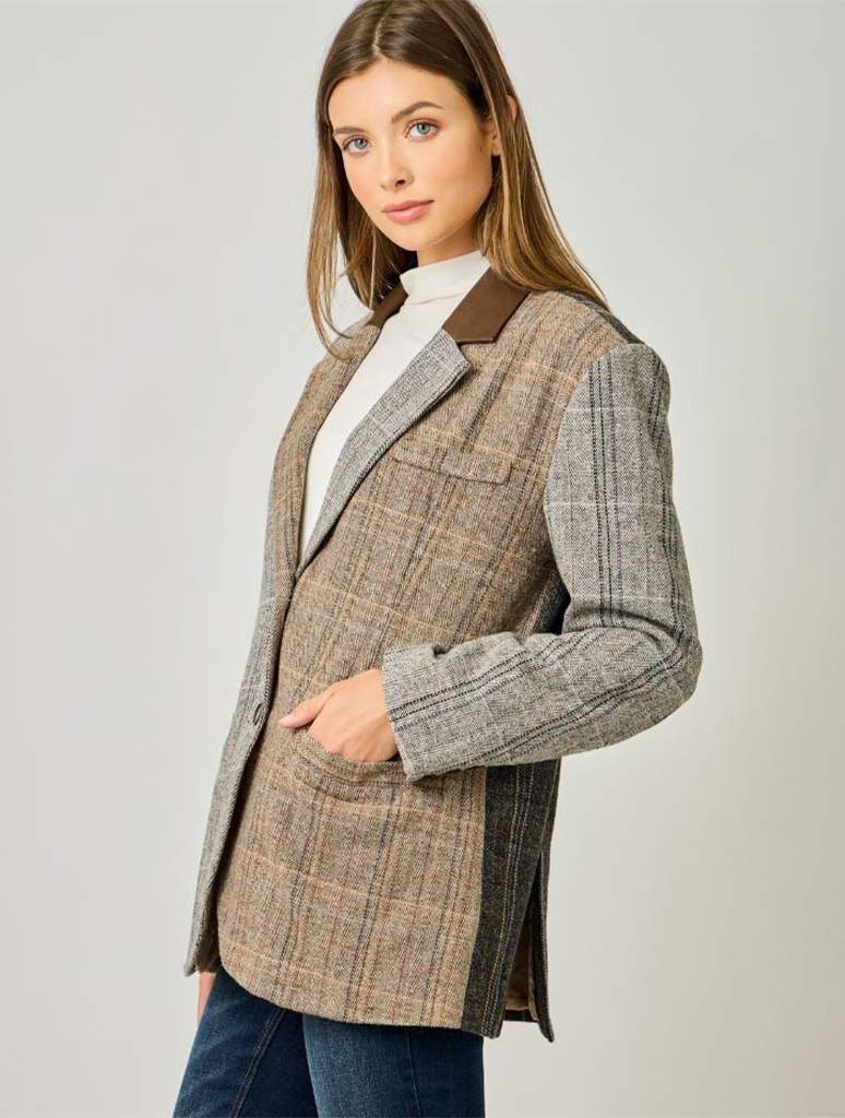Freckled Herringbone Oversized Jacket