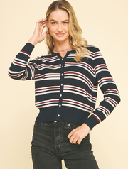 Striped Button Down Cardigan