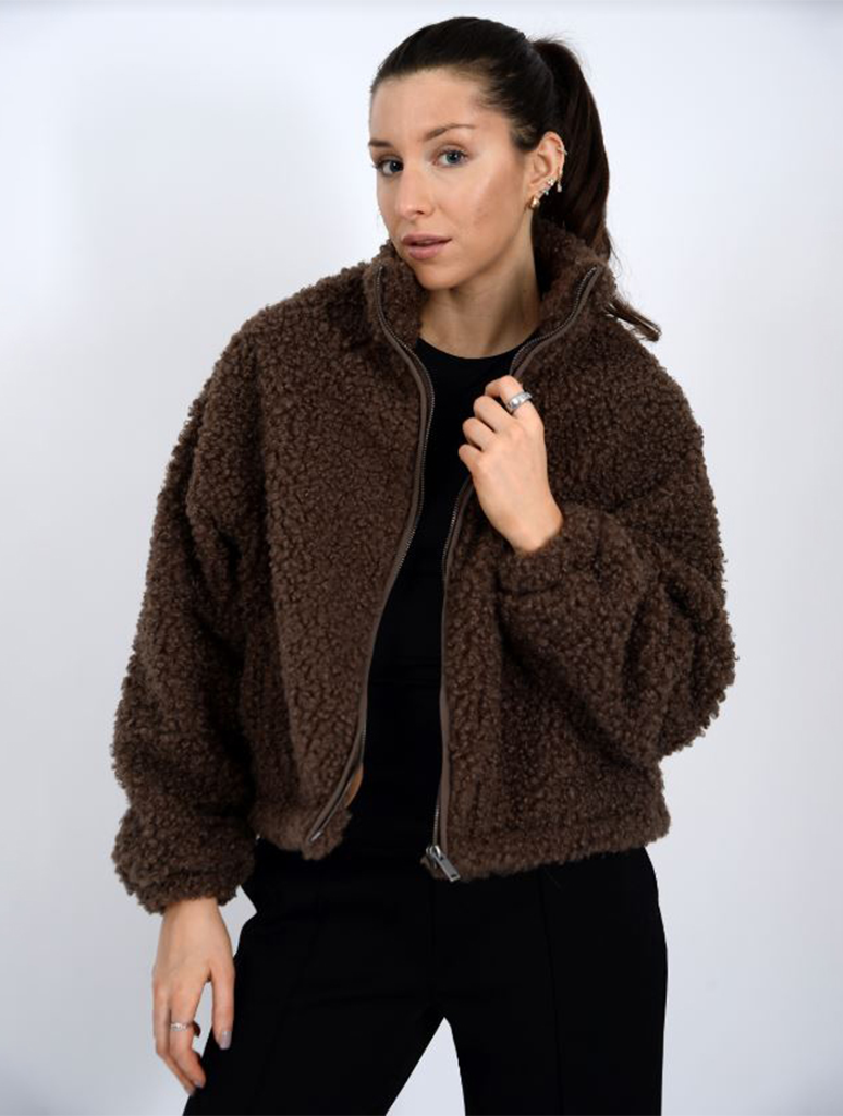 Janna Zip Sherpa Raglan Jacket