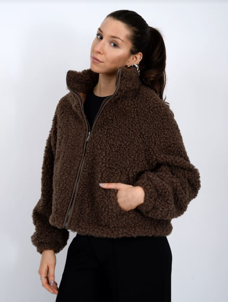 Janna Zip Sherpa Raglan Jacket