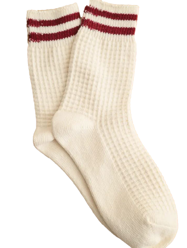 Waffle Pattern Striped Socks