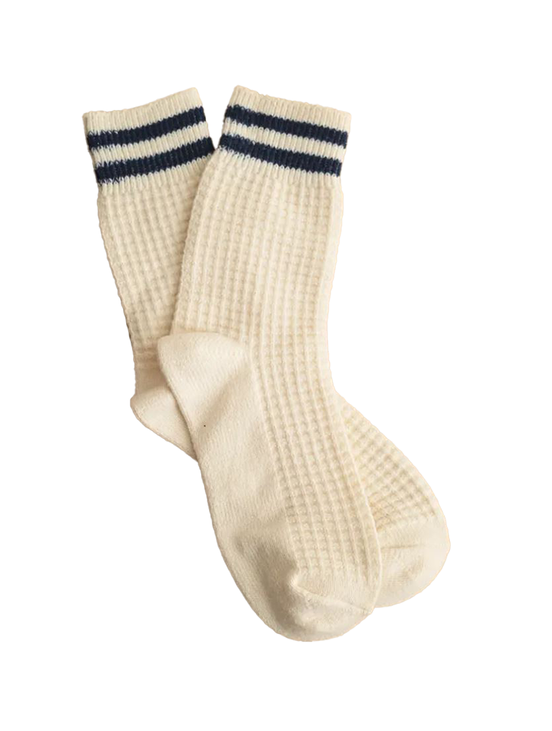 Waffle Pattern Striped Socks