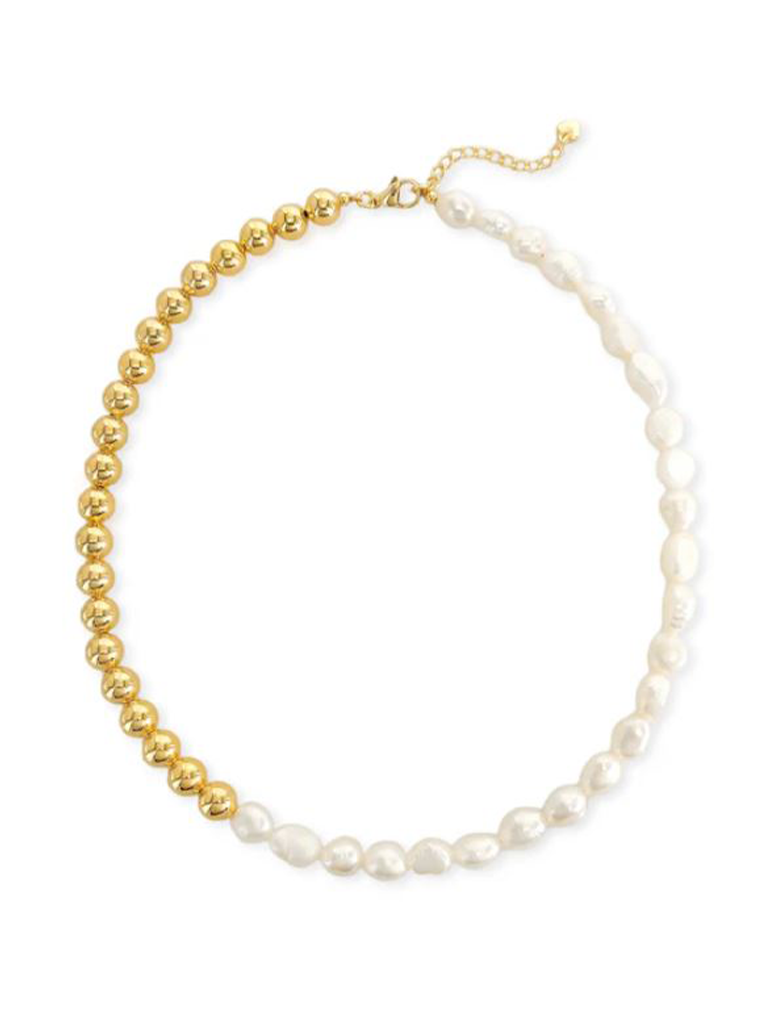 Half Genuine Pearl Half Beaded Necklace