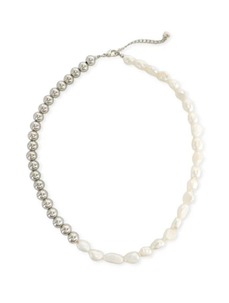 Half Genuine Pearl Half Beaded Necklace