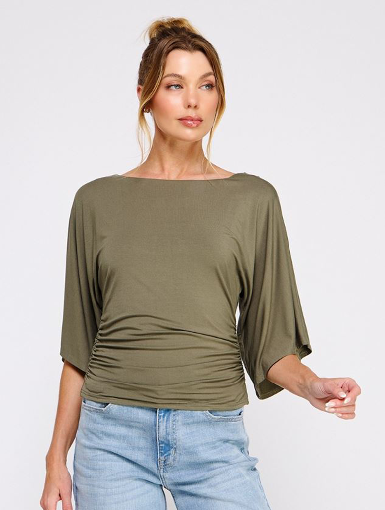 Double Knit Angel Sleeve Cinch Side Top