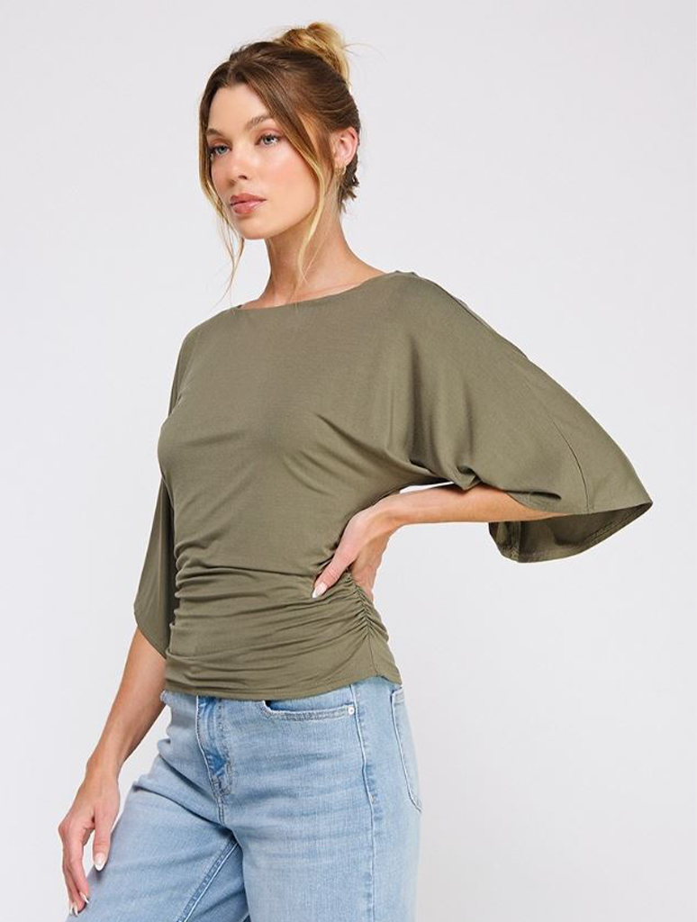 Double Knit Angel Sleeve Cinch Side Top