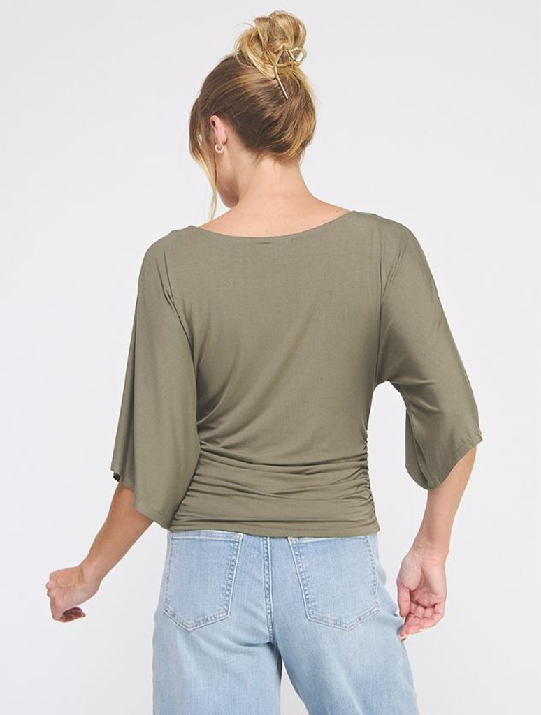 Double Knit Angel Sleeve Cinch Side Top