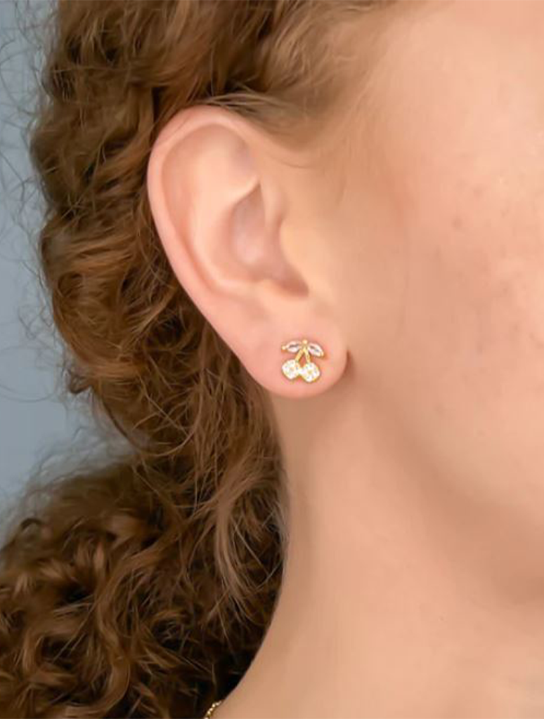CZ Cherry Stud Earrings