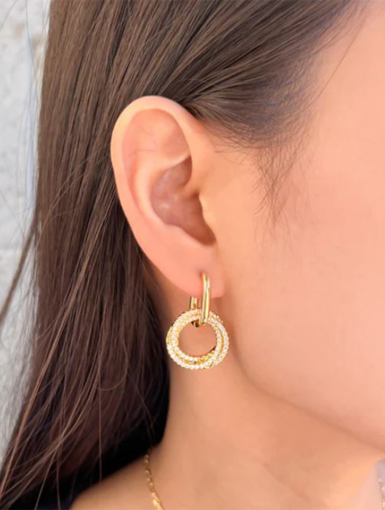 Double CZ Circle Earrings
