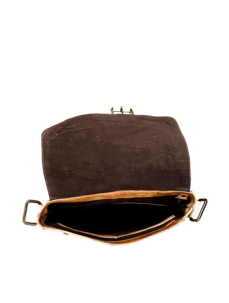 Detailed back look at BED|STU Venice Beach II in Tan Rustic with sustainable craftsmanship