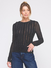 Crinkled Silky Sheer Long Sleeve