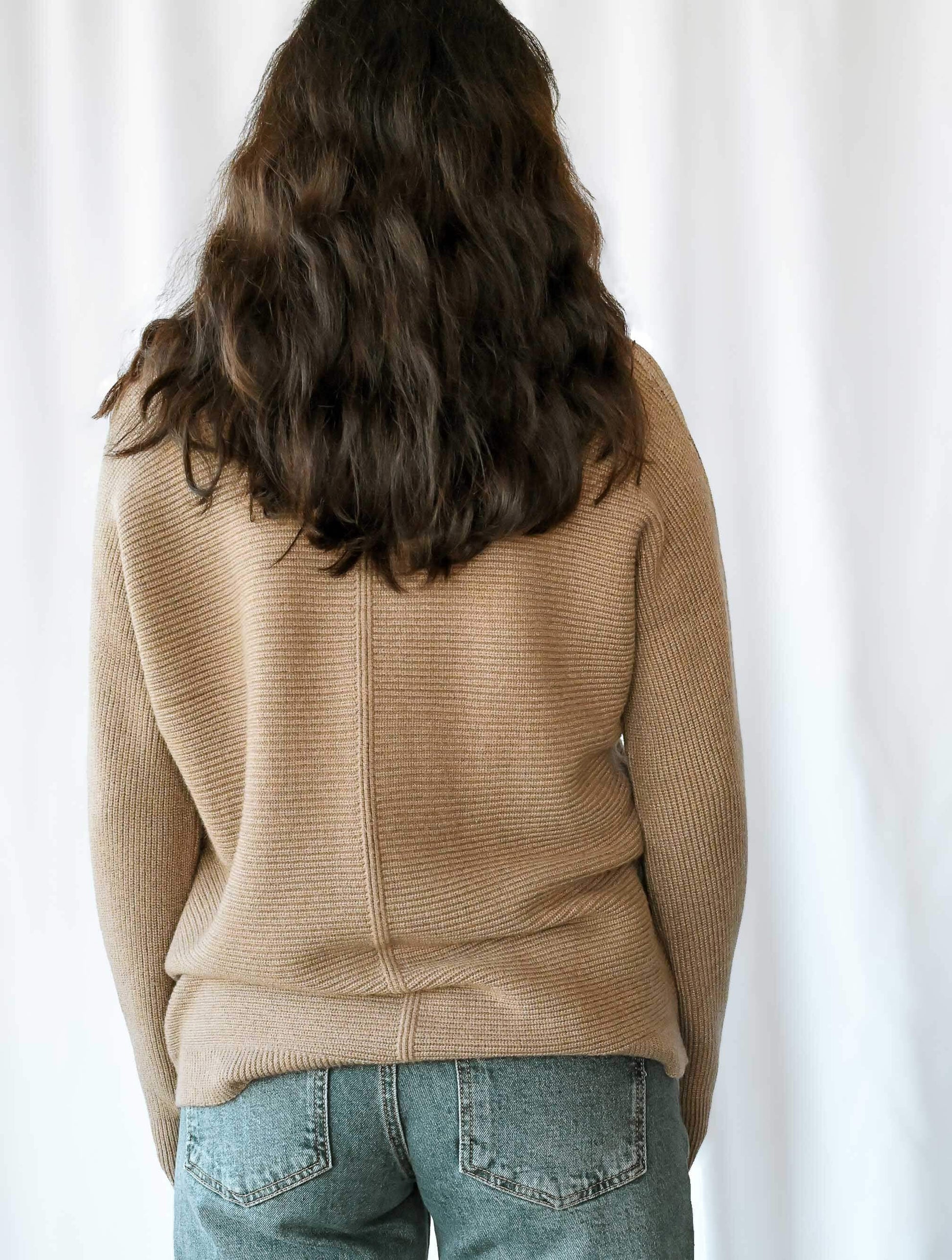 V-Neck Sweater with Front Seam