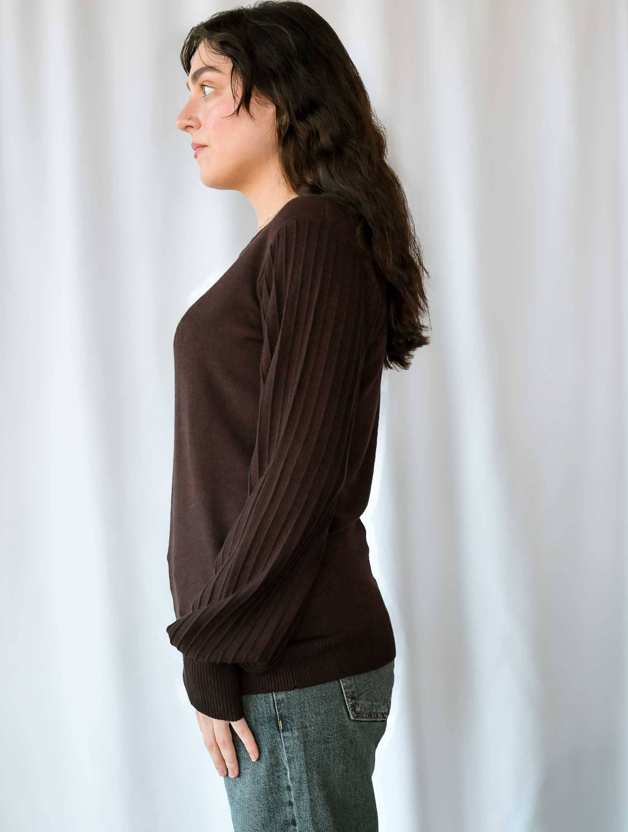 Crewneck Sweater with Pleated Sleeves