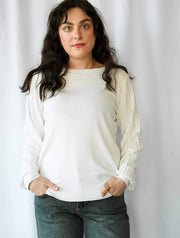 Crewneck Sweater with Pleated Sleeves