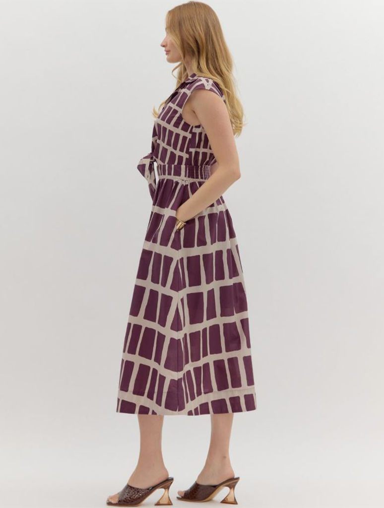 Knot Front Sleeveless Midi Dress