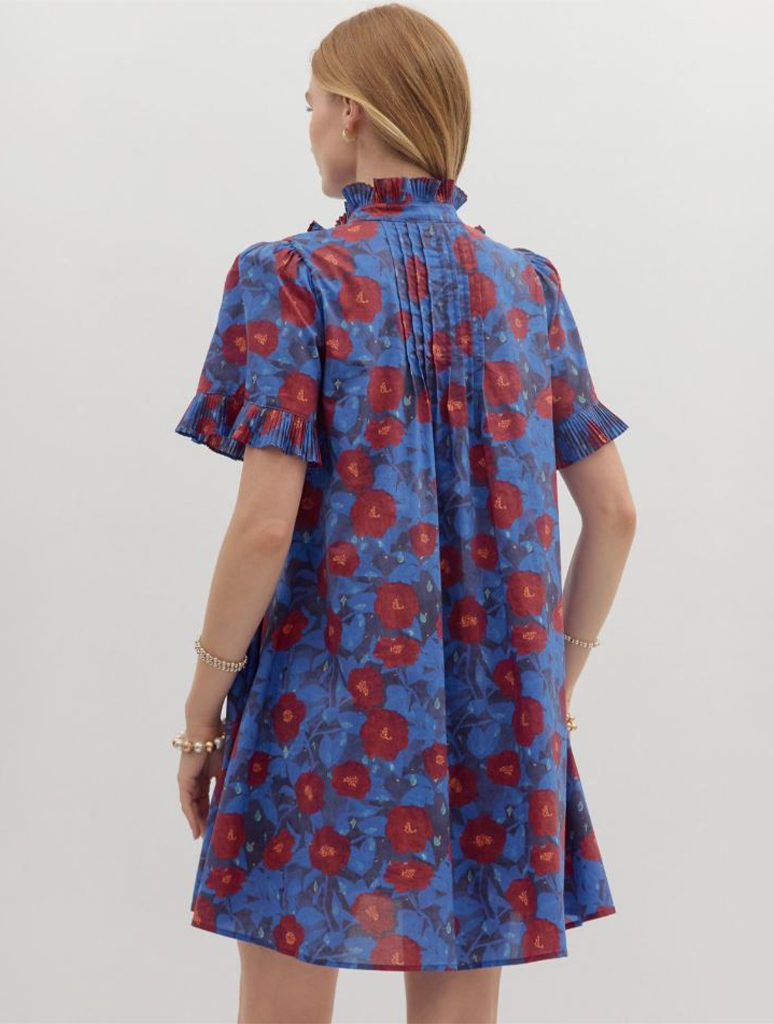 Floral Print Pintuck Mini Dress