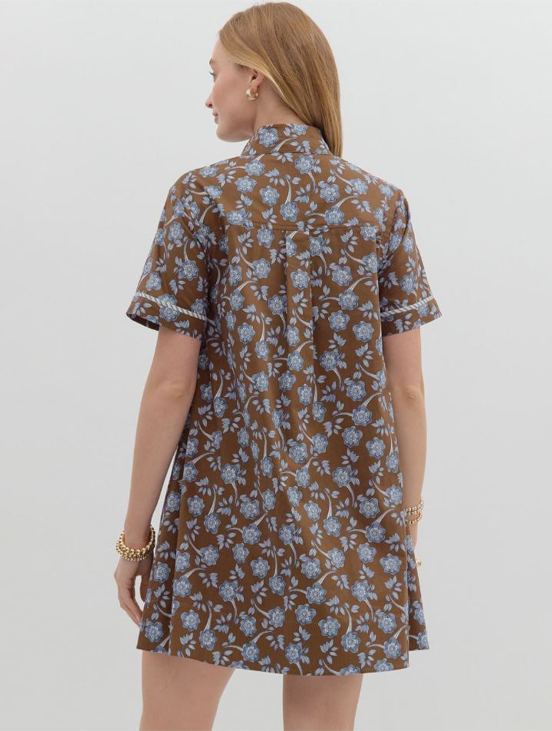 Floral Print Short Sleeve Mini Dress