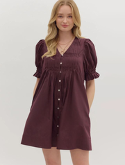 Short Puff Sleeve Smocked Dress
