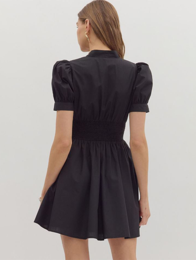 V-Neck Zip Up Short Dress