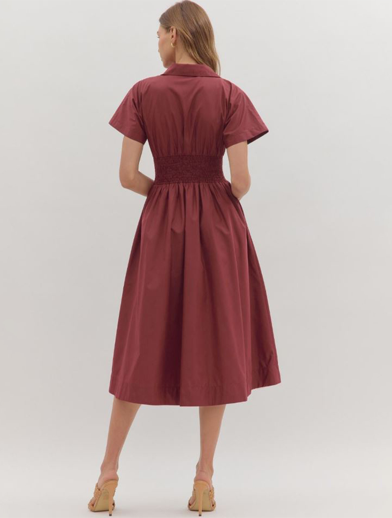 Zip Front Short Sleeve Dress