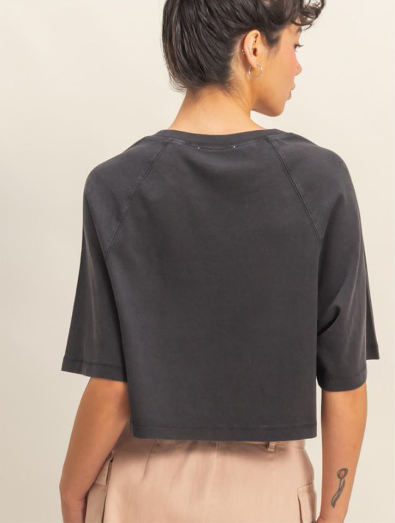 Short Sleeved Mineral Washed Cropped Tee