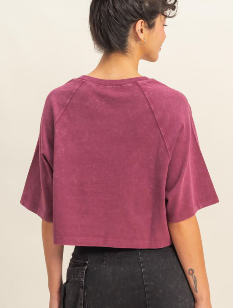 Short Sleeved Mineral Washed Cropped Tee