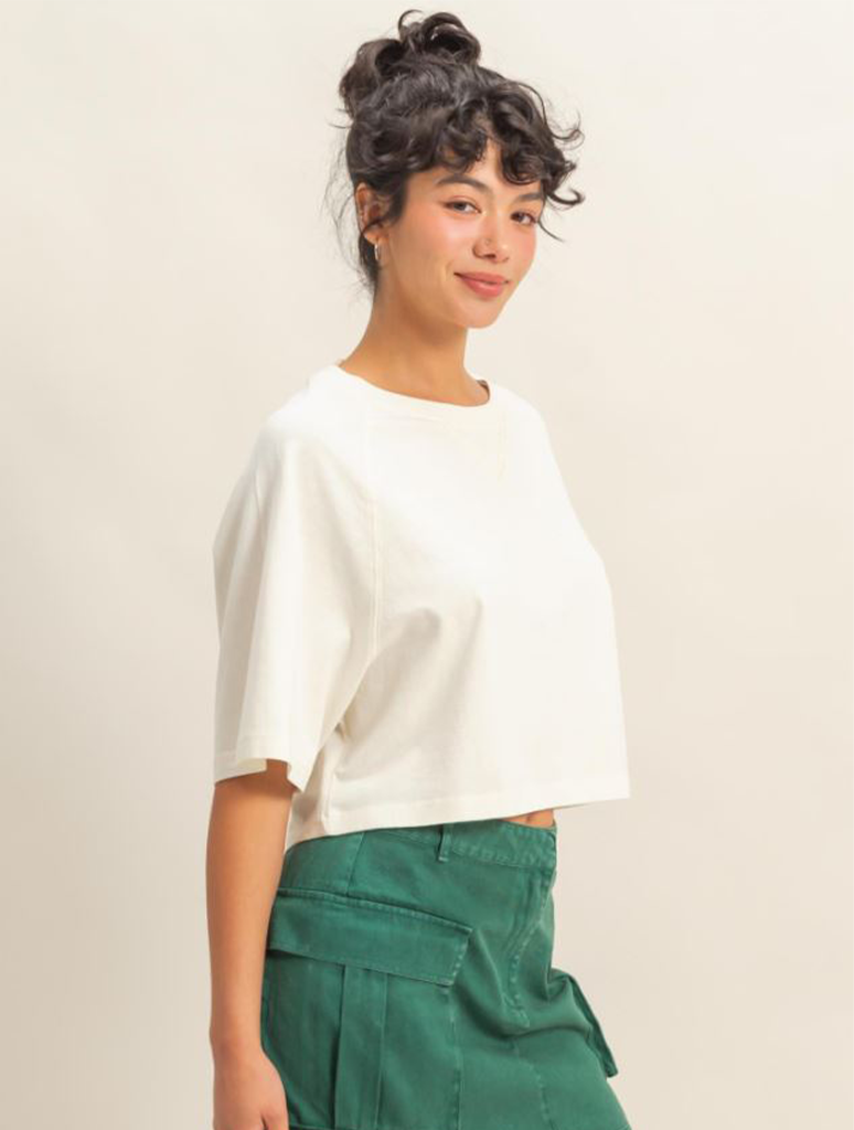 Short Sleeved Mineral Washed Cropped Tee