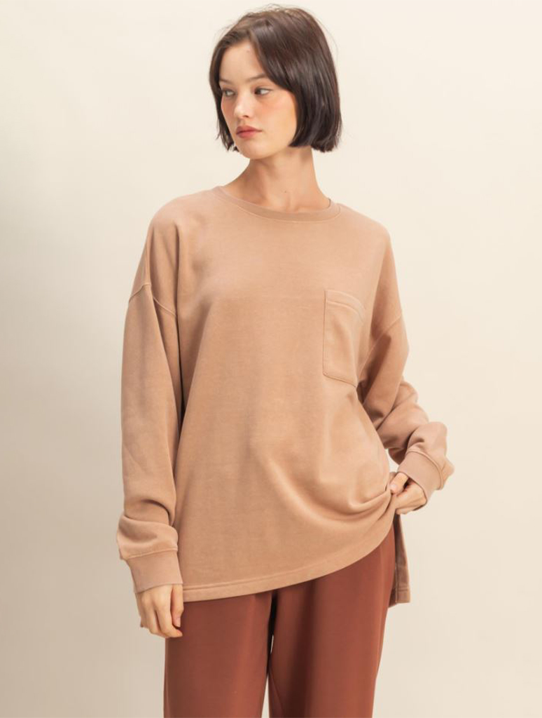 Crewneck Pullover With Single Pocket