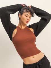 Ribbed Knit Bolero Cardigan