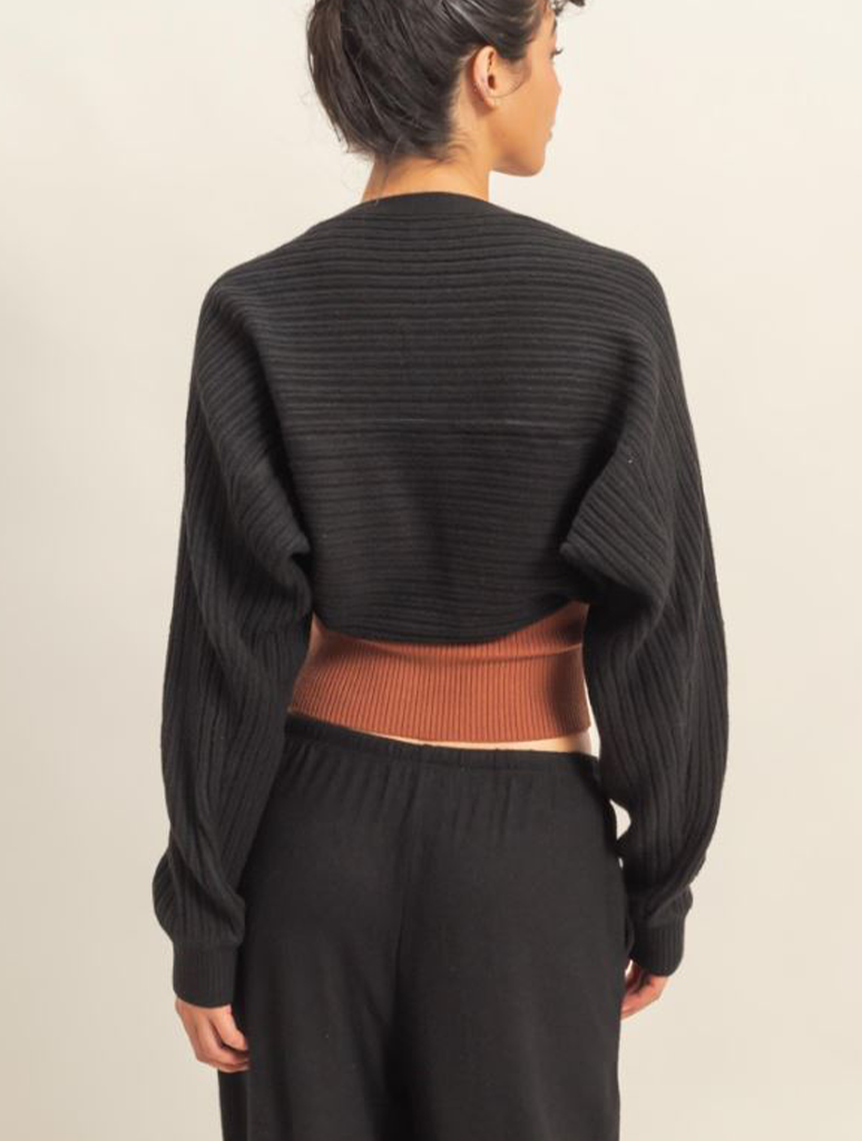 Ribbed Knit Bolero Cardigan