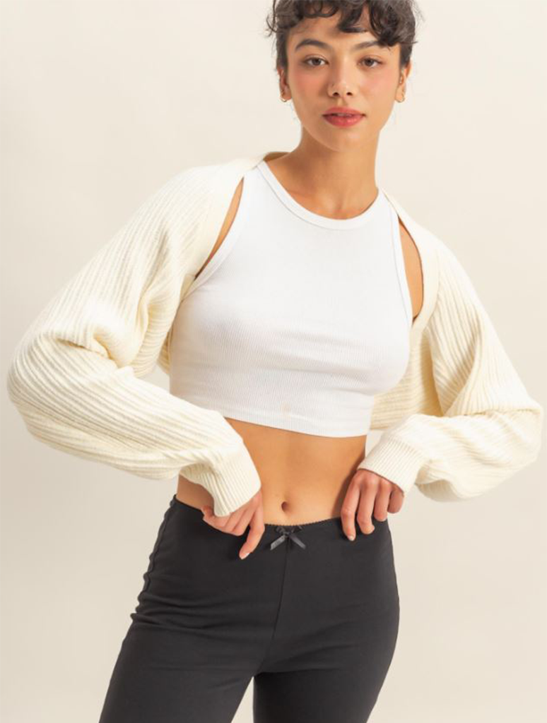 Ribbed Knit Bolero Cardigan