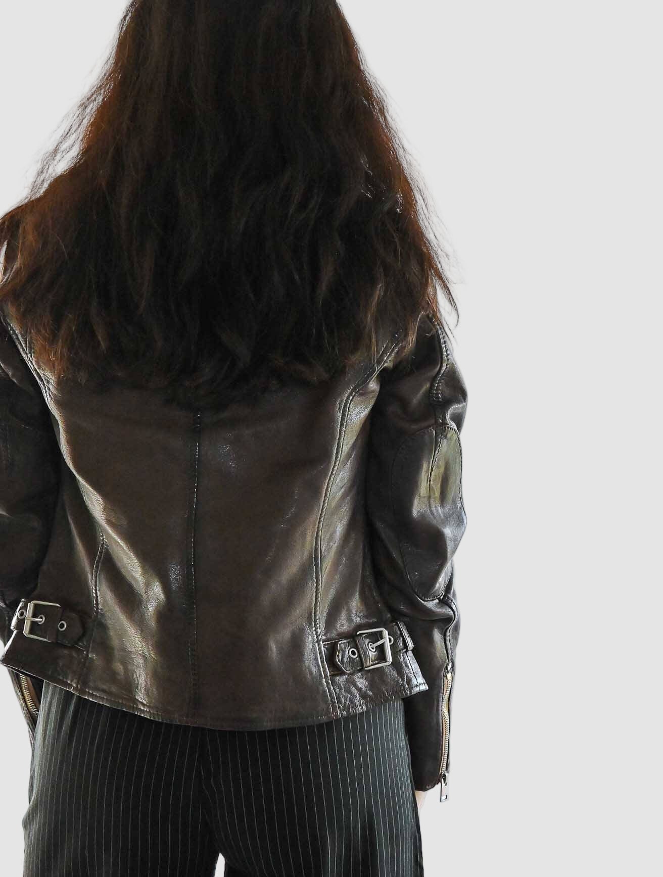 Sofia Leather Jacket with Contrast Zips