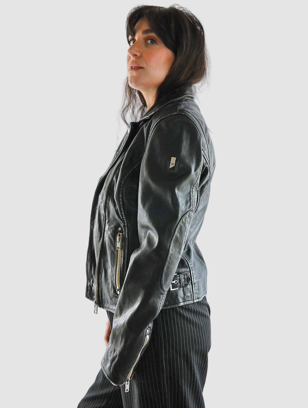 Sofia Leather Jacket with Contrast Zips
