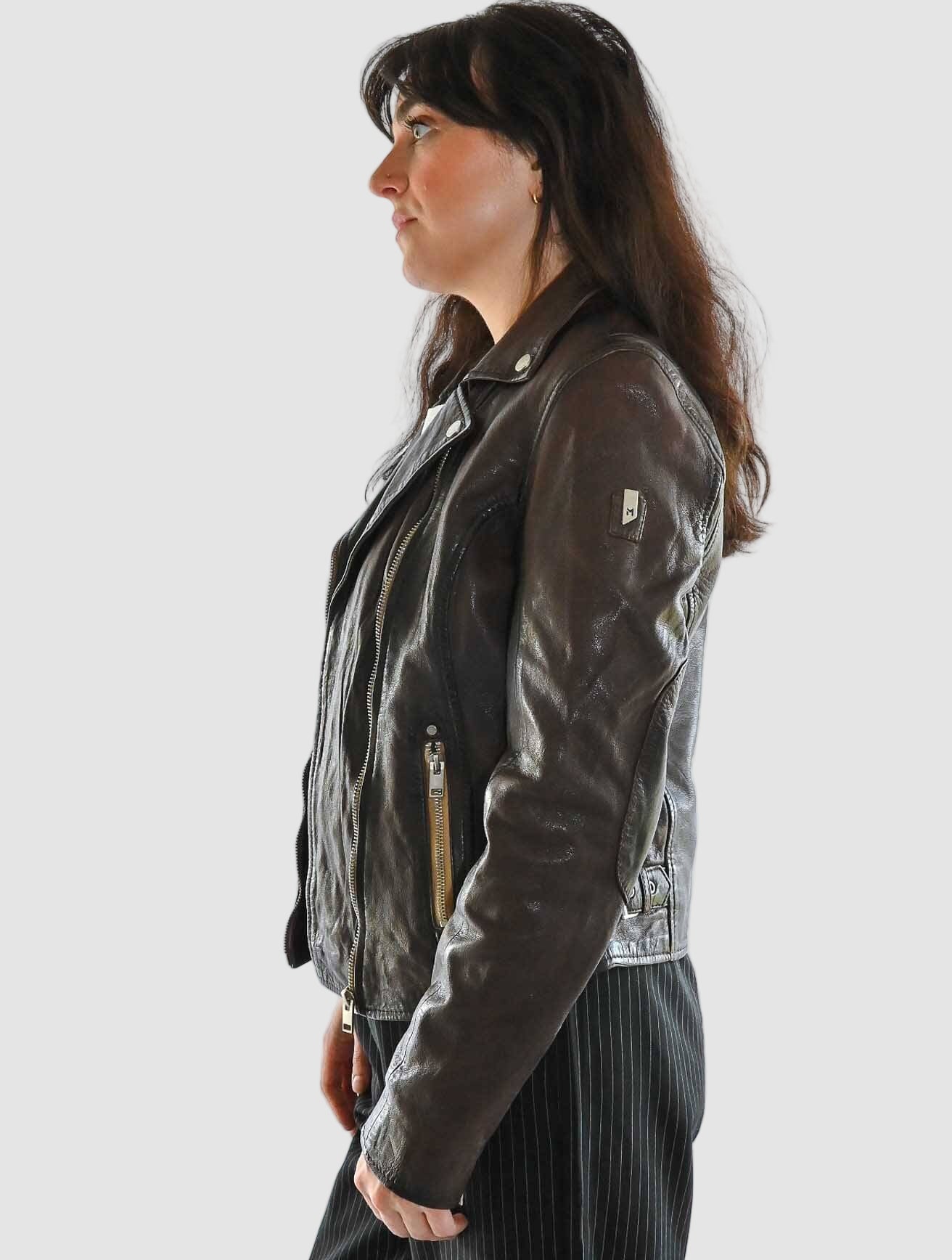 Sofia Leather Jacket with Contrast Zips