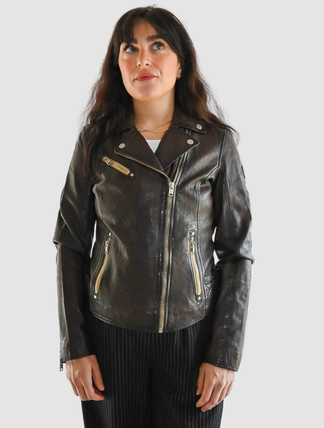 Sofia Leather Jacket with Contrast Zips
