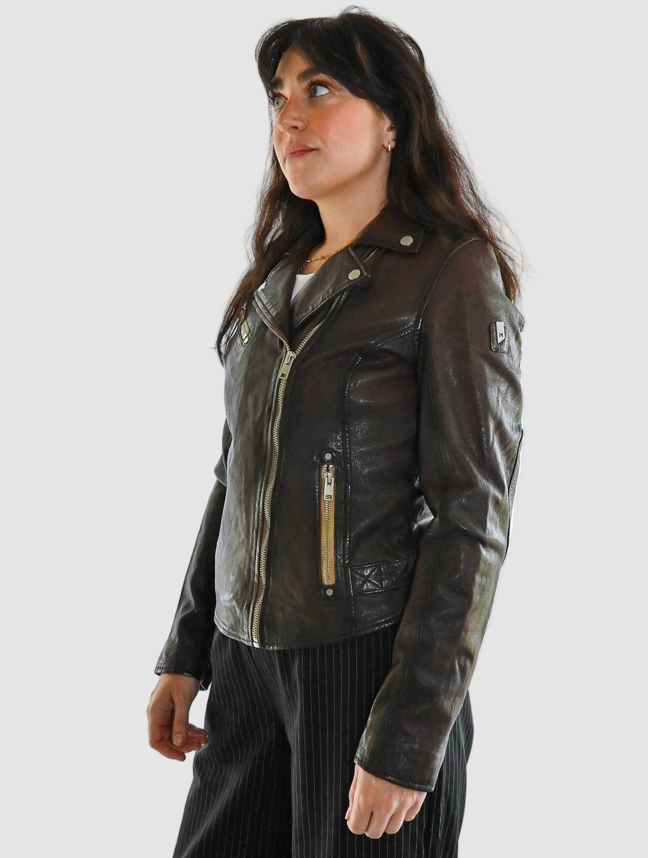 Sofia Leather Jacket with Contrast Zips